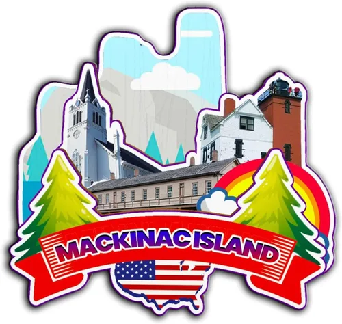 Mackinac Island Michigan USA - Imán de madera para nevera, monumentos 3D, recuerdos coleccionables, decoración hecha a mano -2770