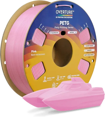 Miniatura 25 de OVERTURE - Filamento PETG de 1/16 de pulgada (1.75 mm) para impresora 3D y FDM, bien enrollado, duradero, carrete de 4.4 libras, dureza firme