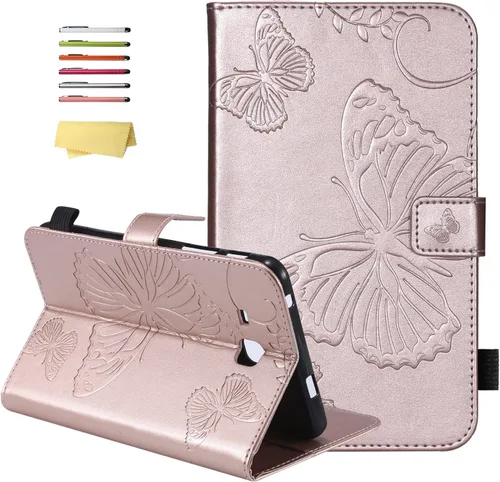 Miniatura 8 de Funda para Samsung Galaxy Tab A 7.0 2016 (SM-T280/T285) con portalápices [Encendido/apagado automático] Folio Stand Smart Magnetic Wallet Embossed