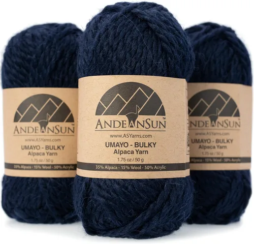 Miniatura 17 de (3 madejas pequeñas y hermosas) Mezcla de hilo de alpaca Umayo [165 yardas en total] Rojo, #5 voluminoso
