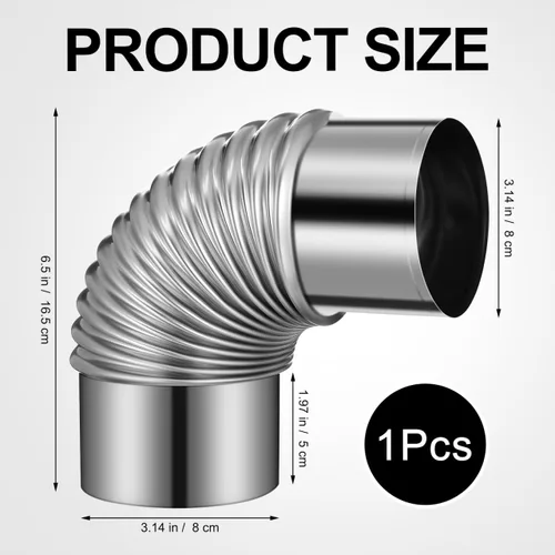 Miniatura 2 de Uonlytech Estufa de leña, escape de chimenea, estufa de leña, kit de estufa de pellets de codo, estufa de 3 pulgadas, estufa de codo de chimenea