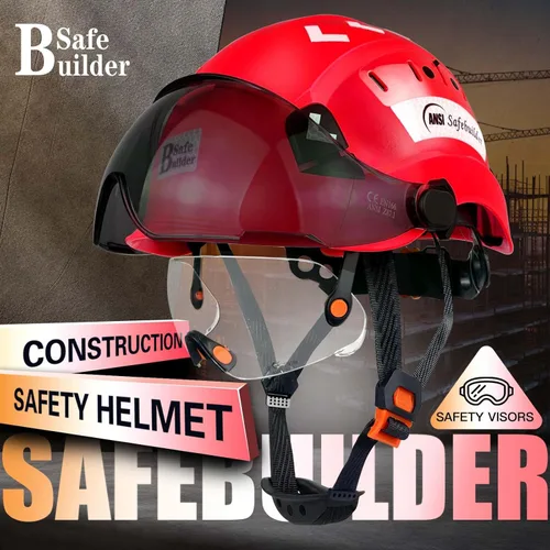 Miniatura 2 de SAFEBUILDER Casco de seguridad de construcción con visera incorporada Casco duro ABS con visera Ventilación ajustable Casco de trabajo Protección