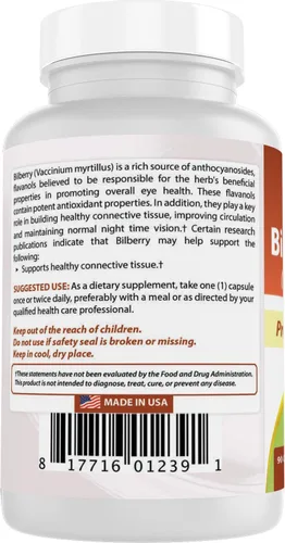 Miniatura 7 de Best Naturals Extracto de arándano cápsula de 1000 mg (sin OGM) apoya una visión saludable, 90