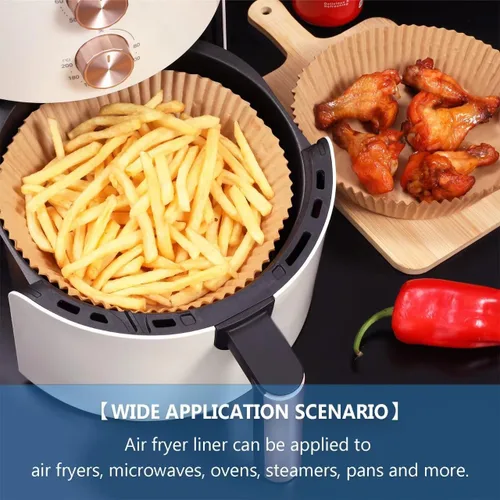 Miniatura 5 de 6.5 pulgadas redondas 100 piezas de forros de papel desechables para freidora de aire Non-Stick Oil-proof Resistant Airfryer Parchment Paper