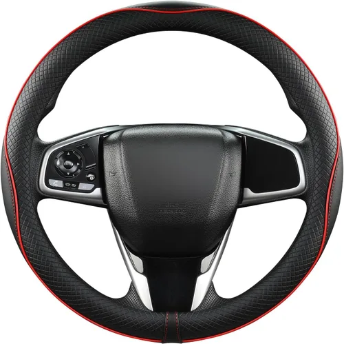 Miniatura 18 de West Llama Funda personalizada para volante de automóvil para Honda Civic, CR-Z, Insight, S2000, 14-14.25 pulgadas (negro, tamaño pequeño)