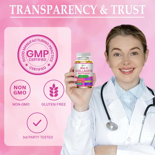 Miniatura 6 de Cápsulas blandas de péptidos de colágeno múltiples, péptidos de colágeno hidrolizados para mujeres y hombres con ácido hialurónico de vitamina C