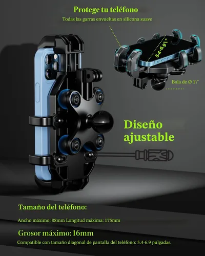 Miniatura 9 de BRCOVAN Soporte para teléfono de motocicleta con amortiguador de vibraciones, soporte anti-sismos para manillar de bicicleta, soporte para teléfono