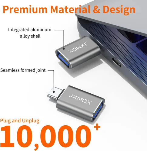 Miniatura 9 de Adaptador USB C a USB [paquete de 2], adaptador OTG Thunderbolt 3 a USB 3.0 compatible con MacBook Pro, Chromebook, Pixelbook, Microsoft Surface Go