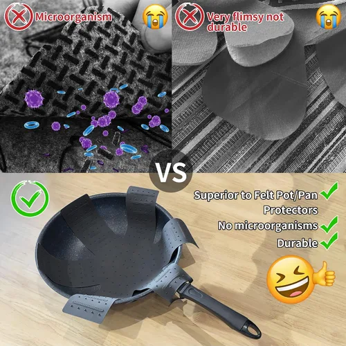 Miniatura 2 de Protectores de ollas y sartenes para apilar, separadores de ollas, protectores de utensilios de cocina, paquete de 3, separadores antideslizantes