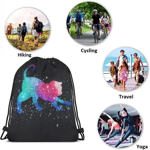 Miniatura 7 de Beabes Mochila con cordón de unicornio arcoíris y bolsa de gimnasio con cordón, Multi-a141, Mochilas de viaje