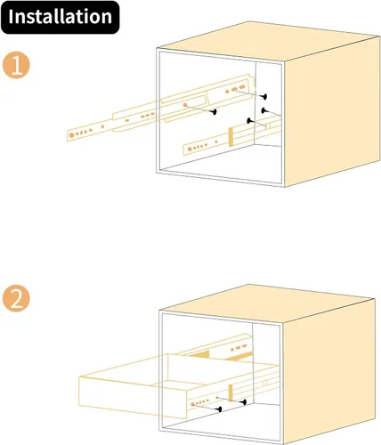 Miniatura 5 de 1 par de guías de cajón resistentes de 20 pulgadas y 500 libras con tornillos, montaje lateral, extensión completa, 3 rodamientos de bolas