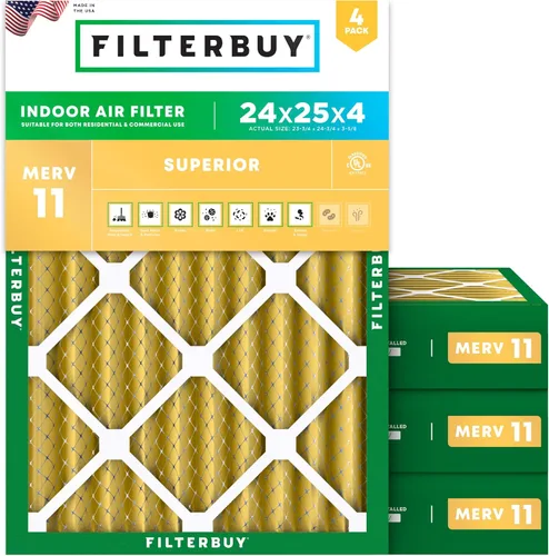 Miniatura 62 de Filterbuy Filtro de aire 18 x 20 x 1 pulgadas MERV 11 Defensa Superior contra Mascotas y Alergias (paquete de 4), Filtros de Reemplazo