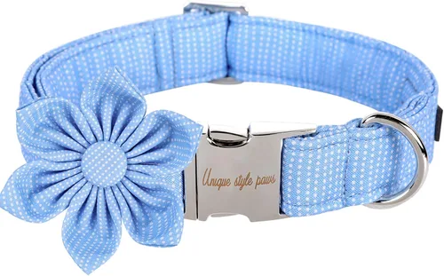 Miniatura 27 de Collar de perro de algodón con lazo floral a cuadros de Unique Style Paws, collar de perro colorido con lazo para perros pequeños, medianos y Plaid