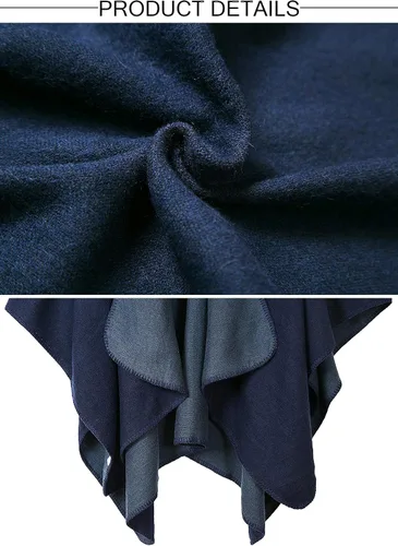 Miniatura 5 de Chal de punto para mujer, a cuadros, con parte delantera abierta, tipo poncho, tipo capa envolvente