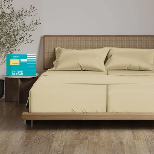 Miniatura 53 de THREAD SPREAD Sábanas 100% Algodón Egipcio Tamaño Twin - 800 Alto Número de Hilos 3 Piezas Sábanas Twin Extra Largas para Dormitorio, Bolsillo