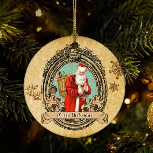 Cheyan Divertido tema de Navidad retro adorno de porcelana de Navidad decoraciones para el hogar colgantes de Navidad vintage árbol de Navidad
