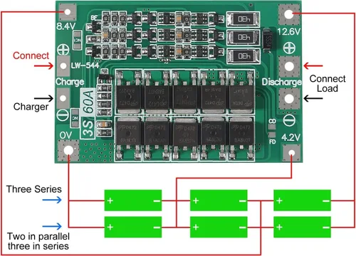 Miniatura 3 de 4PCS 3S 60A 12.6V 18650 Cargador PCB BMS Placa de protección de batería de litio de iones de litio Cargador de equilibrio Módulo de carga para motor