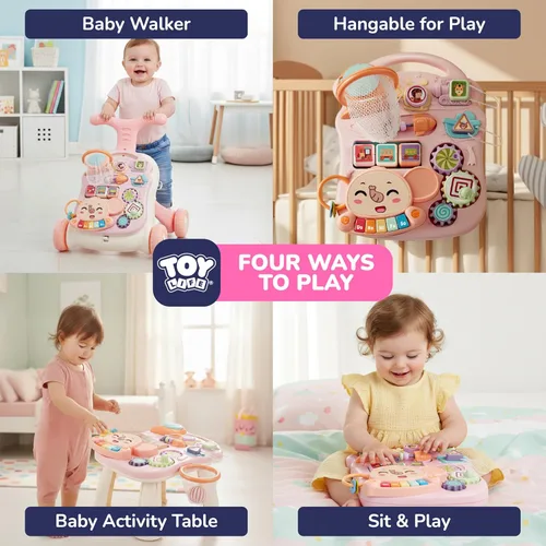 Miniatura 2 de TOY Life 3 en 1 caminante de bebé con centro de actividades para niña, caminador de sentarse a pararse para bebés de 6-12 meses, juguetes de caminar