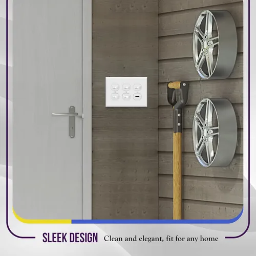 Miniatura 8 de ENERLITES - Placa decorativa de pared para toma de corriente dúplex, acabado brillante, tamaño intermedio, 3 bandas, 4.88 x 6.77 pulgadas, Blanco