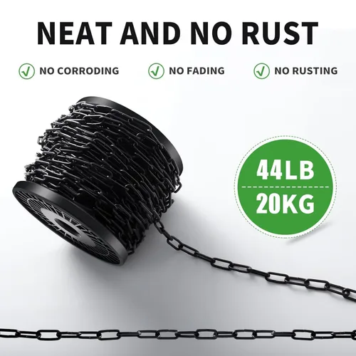 Miniatura 3 de Cadenas colgantes de metal de 50 pies y 1/12 pulgadas, cadena para accesorios, cadena decorativa negra, cadena de servicio ligero, cadenas