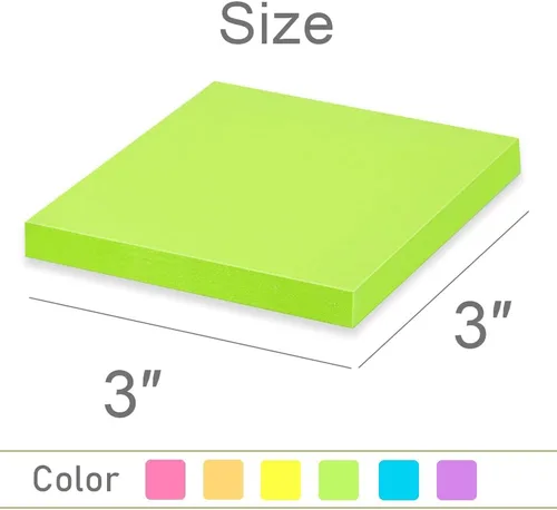 Miniatura 3 de Paquete de 24 notas adhesivas de 3 x 3 pulgadas, bloc de notas adhesivas coloridas superadherentes, adhesivo fuerte, 74 hojas/bloc 24pcs Bright 3x3