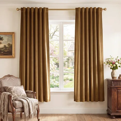 Miniatura 26 de StangH - Cortinas opacas de terciopelo con pestaña trasera, aislamiento térmico, para puerta corrediza, dormitorio, telón de fondo, estudio, teatro