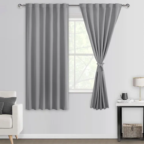 Miniatura 17 de DWCN Cortinas opacas con pestaña trasera para ventana - Cortinas opacas con bolsillo para barra para oscurecer la habitación para dormitorio/sala