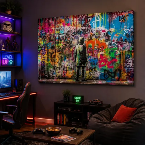 Miniatura 41 de ANRUOXI Arte de Pared de Graffiti, Impresión de Lienzo de Astronauta Espacial de Graffiti para Decoración de Pared, Impresiones de Arte Modernas
