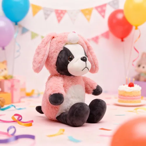 Miniatura 5 de BABOLI Peluche de pequeño francés con adorables disfraces de conejo con orejas de lop, súper lindo, animal de peluche para cesta de Pascua o regalos