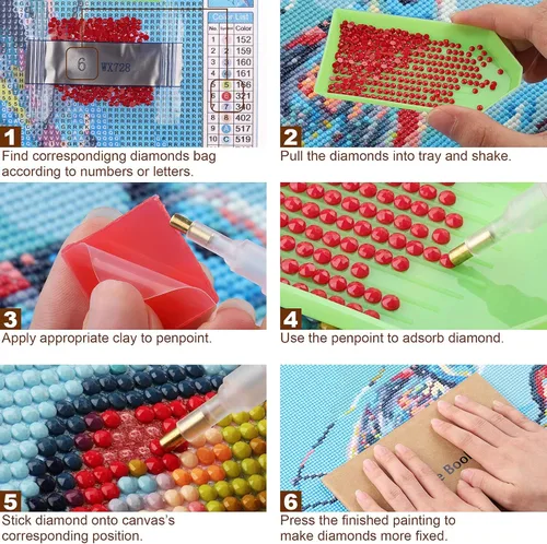 Miniatura 6 de Stalente Kits de pintura de diamantes para adultos, pintura de diamante 5D con taladro redondo completo para decoración de pared del hogar, hongos