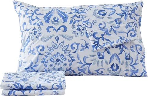 Miniatura 6 de Great Bay Home - Juego de sábanas, microfibra ultrasuave, 4 piezas, estampado floral, sin arrugas, cómodo, para todas las estaciones