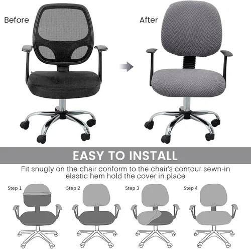 Miniatura 6 de MIFXIN Funda elástica para silla de computadora, 2 piezas, de tela jacquard, elástica, para silla de computadora, protector de muebles para oficina