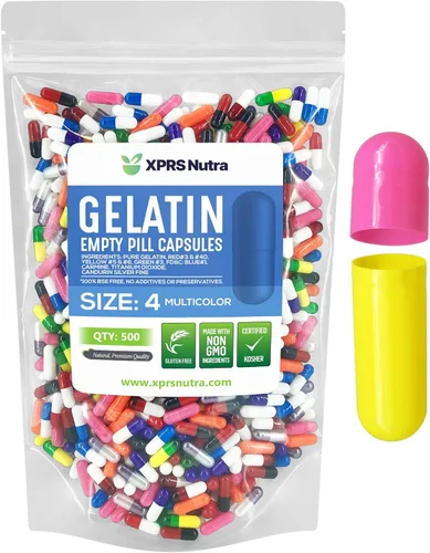 Miniatura 25 de XPRS Nutra Cápsulas vacías tamaño 4 – 100 cápsulas pequeñas de gelatina vacías – Pastillas de relleno de cápsulas de bricolaje – Cápsulas de gel