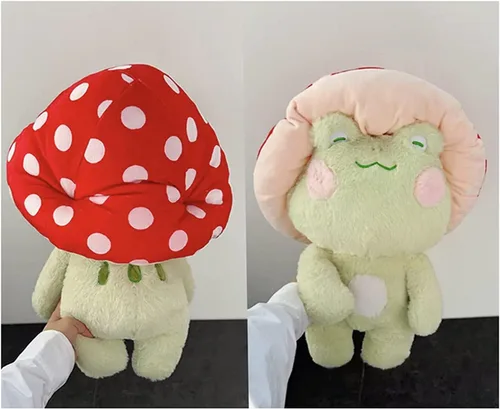 Miniatura 5 de Peluche de rana de 10 pulgadas, lindo sombrero de seta de rana, animales de peluche, juguetes de peluche kawaii, almohada para decoración del hogar