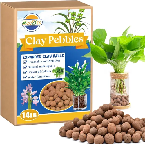 Miniatura 11 de ZeeDix 2LBS de guijarros de arcilla expandida para hidroponía - Bolas hidroneutrales de pH 4mm-16mm, guijarros ligeros de arcilla Leca para drenaje
