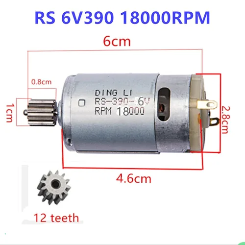 Miniatura 2 de 6V390 18000RPM Motor Eléctrico RS390 6V Motor Drive Accesorio de Motor para Niños Ride On Cars Niños Ride on Juguetes Piezas de Repuesto