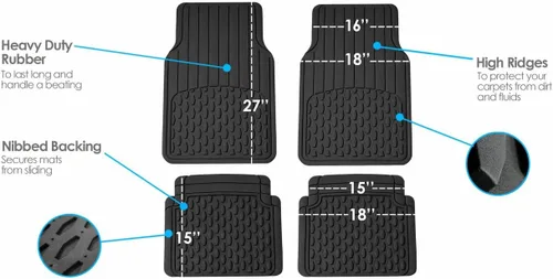 Alfombrillas de coche para Nissan 370Z 2009-2019. Juego de forros de goma para todo tipo de clima, resistentes, color negro, paquete de 4 piezas.