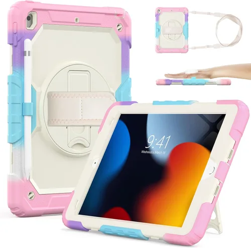 Miniatura 11 de SIBEITU Funda compatible con iPad de 9ª/8ª/7ª generación con protector de pantalla para bolígrafo, funda para iPad de 10.2 pulgadas, funda