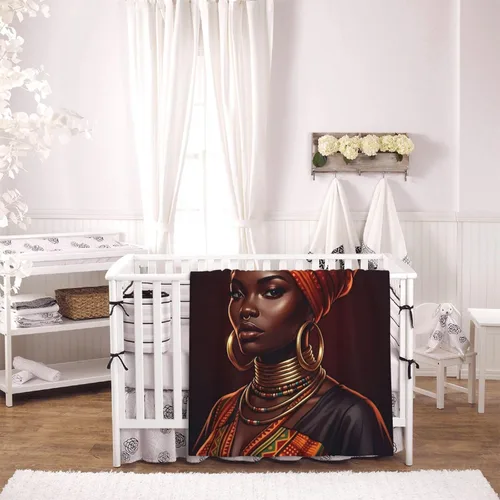 Miniatura 4 de African American Black Woman Fleece Throw Blanket Ultra Soft Cozy Decorative Flannel Blanket for Home Bed Couch Chair Travel 40x30in