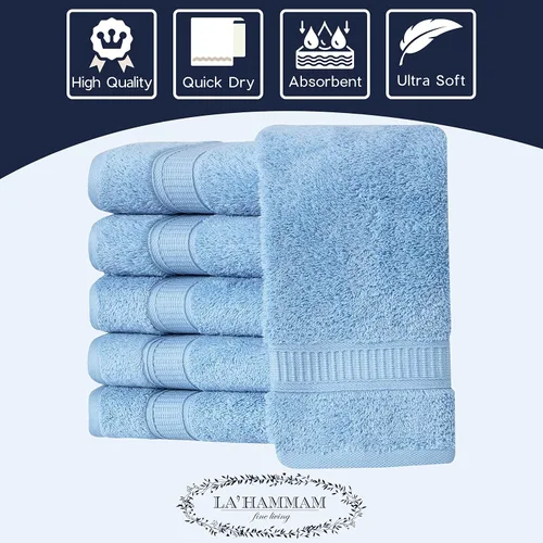 Miniatura 2 de LA HAMMAM - Paquete de 6 toallas de mano de 16 x 28 pulgadas de algodón turco para baño, cara, hotel, gimnasio y spa Extra suave al tacto, secado