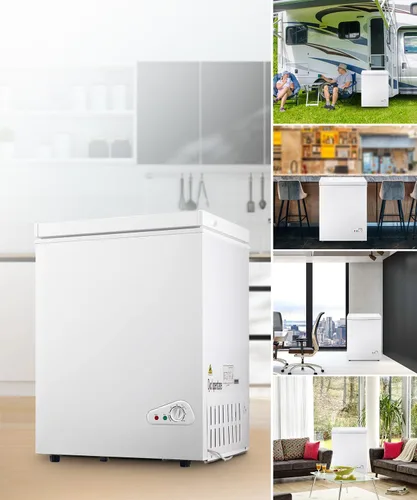 Miniatura 7 de Congelador de pecho pequeño de 3.5 pies cúbicos con cestas extraíbles y 6 temperaturas ajustables (hasta -11 °F) y puerta abierta superior, mini