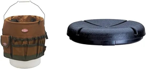 Bucket Boss The Bucketeer - Organizador de herramientas de cubo en marrón, 10030 y cuero personalizado EasySeat Asiento de cubo de plástico ligero