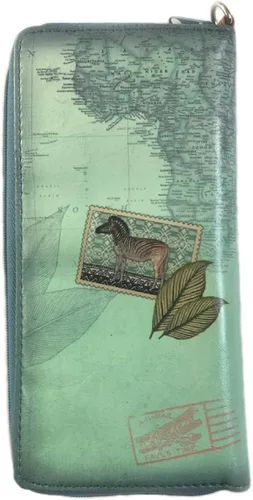 Miniatura 2 de Cartera de pulsera de cuero vegano Zebra, Turquesa