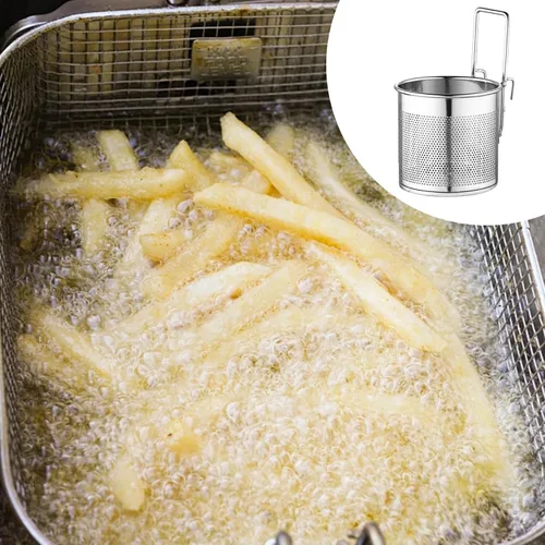 Miniatura 2 de Cesta coladora de fideos, colador de pasta de acero inoxidable de malla fina con asa, versátil cesta de fideos de cocina para cocinar y freír