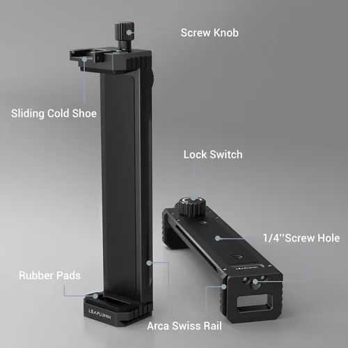 Miniatura 2 de Adaptador de trípode de aluminio para iPad Pro 12.9/11 (6.5"-17.3") - Soporte universal para tableta con tornillo de 1/4