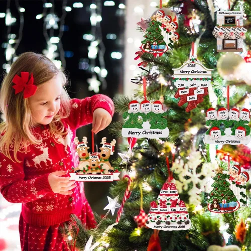 Miniatura 6 de Adornos de Navidad personalizados 2025, familia de 2, 3, 4, 5, 6, gnomo, adorno de Navidad personalizado con nombres, adornos familiares Gnomos