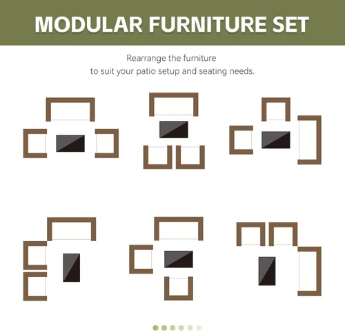 Miniatura 8 de Juego de muebles de patio de 4 piezas, muebles de ratán para exteriores con mesa de centro de vidrio templado, sillas modernas de ratán para patio