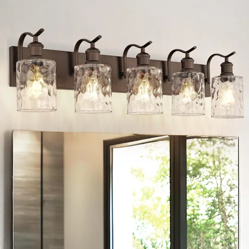 Miniatura 23 de Lámpara de tocador de baño de 3 luces, aplique de pared de níquel cepillado, lámpara de baño moderna con vidrio transparente, VL01BN-3 Níquel