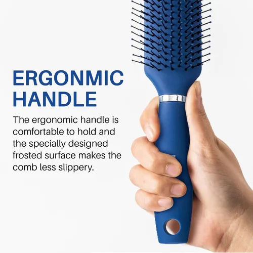 Miniatura 2 de RHOS Cepillo de pelo para hombres – Cepillo desenredante y peinado con cerdas de nailon para cabello húmedo y seco, función de masaje, adecuado