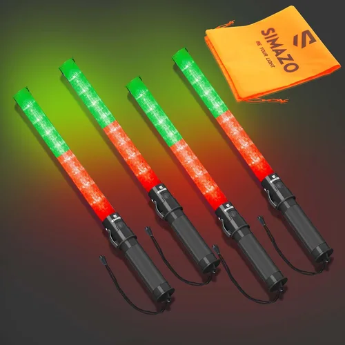 Miniatura 17 de 2 Piezas Varitas de Tráfico de Señalización de 21 Pulgadas con 3 Modos Intermitentes y 6 Luces LED, Bastón de Seguridad de Tráfico con Clip Lateral